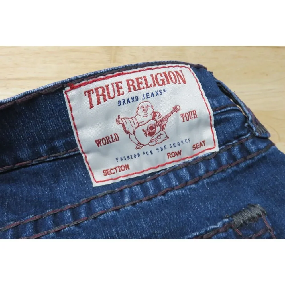 Mens True Religion Jeans Size 36x34 Cotton USA Ricky‎ Relaxed Straight Leg Blue